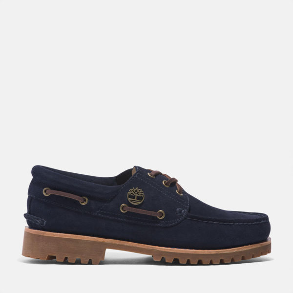 Chaussure Bateau À Trois Œillets Cousue Main Timberland c. f. Stead Indigo Suede Pour Homme En Bleu Foncé Bleu